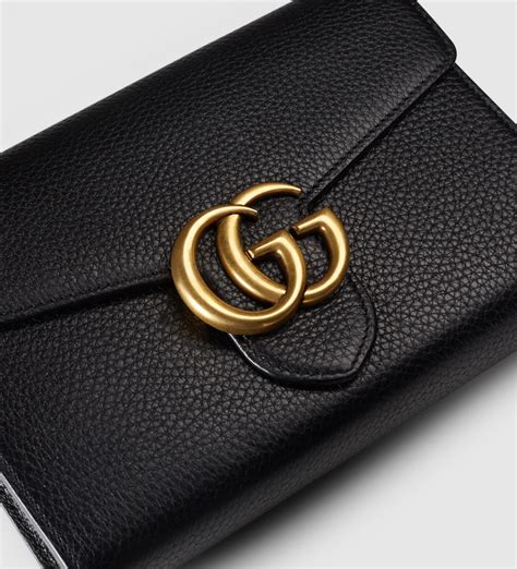 Gucci Wallet on Chain GG Marmont in Pelle Nera 